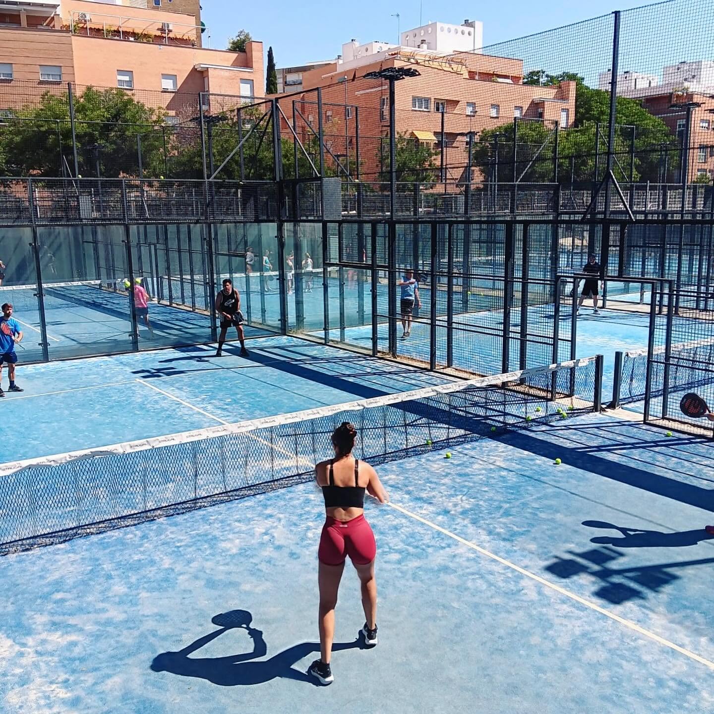Padel courts in the sun during a padel trip in Sevilla